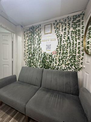 Pretty decorations and nice seating area while you wait.