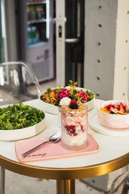 La vie belle salad,Italian Salad,yogurt Parfait and Yogurt Bowl