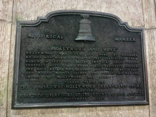 Hollywood and Vine Historical Marker