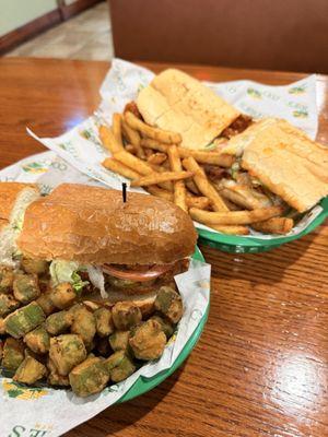 Shrimp Po-Boy w/okra & Jazzfest w/fries