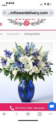 Floral arrangement I ordered & what I actually received.