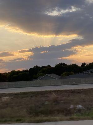 The sunset on the way back