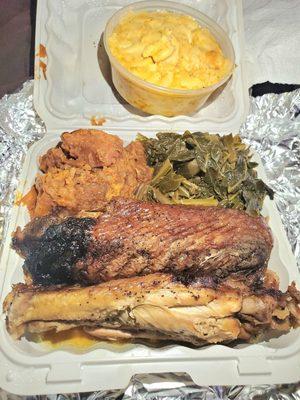 Turkey Wings Dinner Candy Yams Collard Greens Mac & Cheese