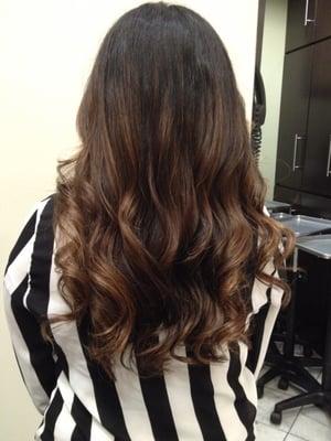 Natural dark brown hair with beautiful light Ombré shading