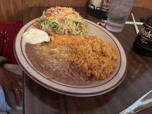2 item combo w/cheese enchilada and chicken tostada