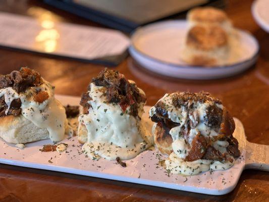Oxtail biscuits and gravy