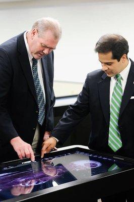 Dr. Crowe discusses virtual anatomy with Dr. Mario Perazza,DC at life University.