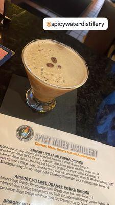 Espresso martini with their rum and vodka
