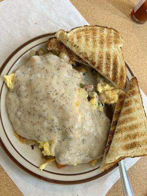 Denver Skillet with sourdough toast