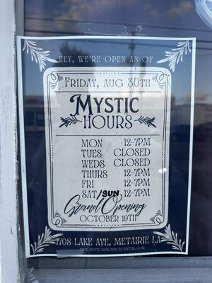 Business hours posted