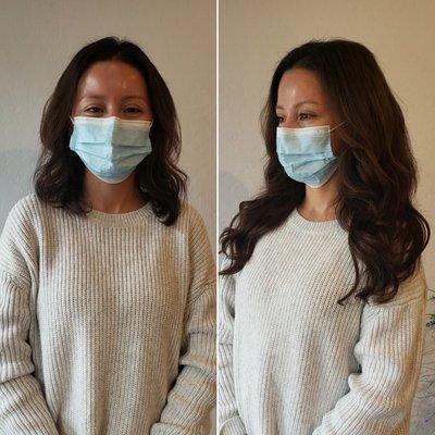 Before and after hair extensions