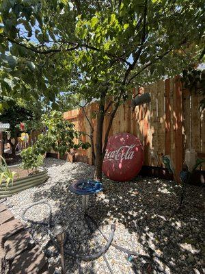 Side yard, look at the way they added a 1 foot kick plate at the bottom as my neighbors yard is higher and she gardens on her side.