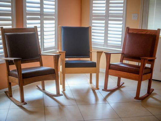Three rocking chairs I made to donate to Children's Hospital