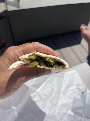 Veggie wraps... with pickles, banana peppers & hots.., flat as a piece of paper.