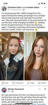 Bad highlights and bad hair cut / trim. Ridiculous that natural redheads can't get good hair care stylists.