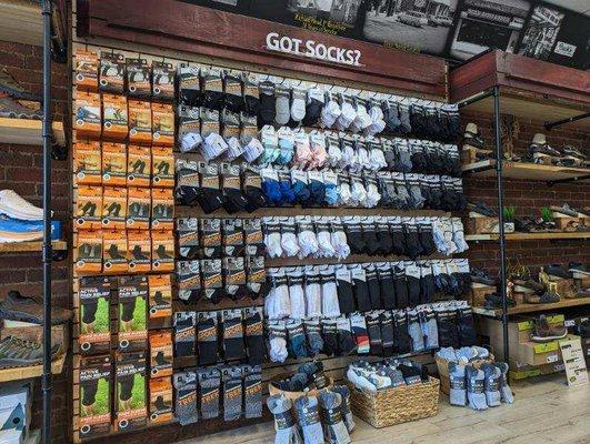 Got Socks? So many brands, styles, colors, patterns, materials to choose from. We also carry a wide variety of braces and sleeves.