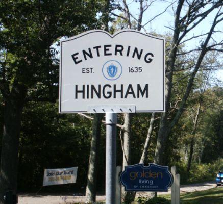 A Hingham-Cohasset sign.