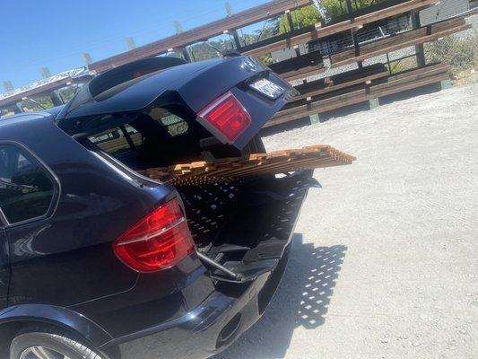 The 4x8 panel barely fit. Luckily I live a few miles away.