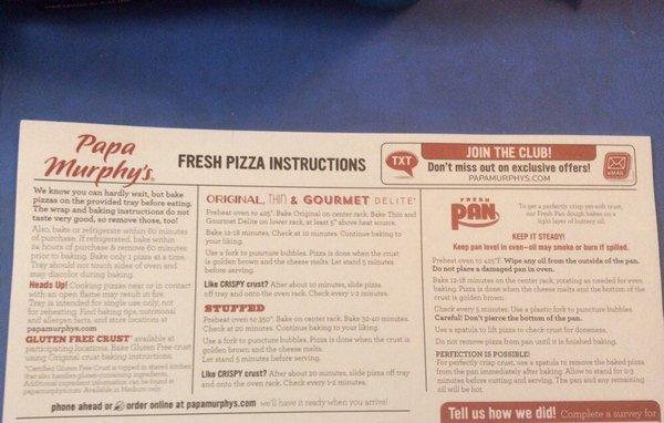 Bake times. Most pizzas at 425. Stuffed pizzas at 350.