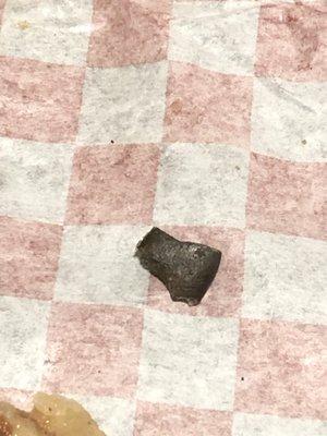 Piece of plastic in burrito