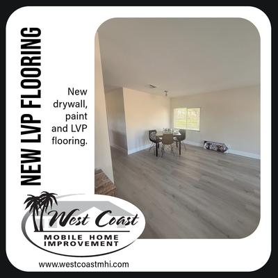 Aguanga CA -Brand new LVP and Drywall and paint in manufactured home living room.