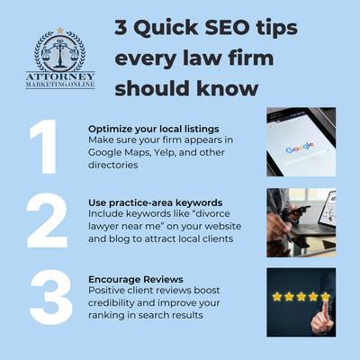 Want help implementing SEO the right way?
We specialize in digital marketing for law firms -- from Maps rankings to lead generation.