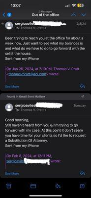 Proof of no response to clients.