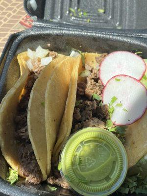 TACOs on Tuesday ! The new place for me. The radishes were a prefect crunchy complement to these tacos. Authentic. Keep up the great work.