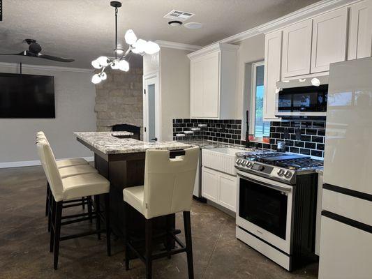 Stained and cut concrete flooring.