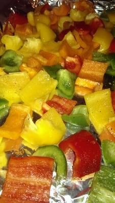 Pretty peppers cut up. A whole bushel for $3. Cant beat that!