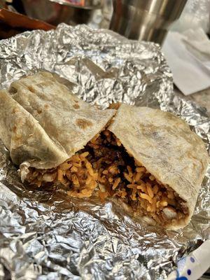 Barbacoa burrito $9.49. I got pastor instead. Very disappointing! Mostly rice.