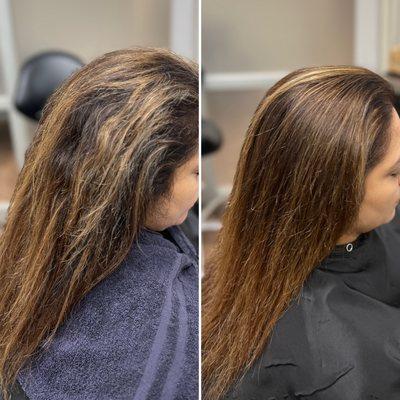 Frizz Free. Keratin on Gray Coverage and Highlights