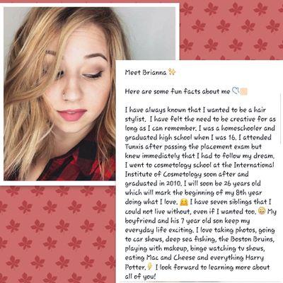 A little about our awesome stylist Brianna