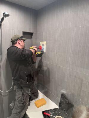 Enlarging an existing hole for a controller. Didn't want to take the chance of not having the right bit and experience to cause damage.