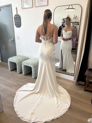 Wedding dress hemmed and taken in (back)