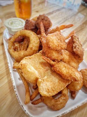 Fish and Chips with 6 Shrimp and 2 Sides (Catfish)