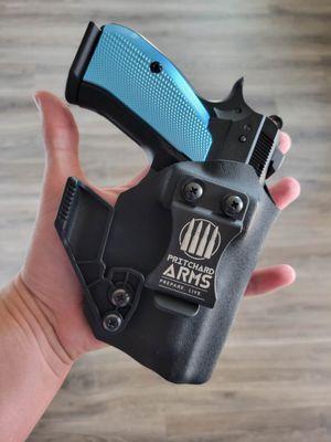 CZ pistol I purchased with Pritchard Arms custom holster (also purchased in store)