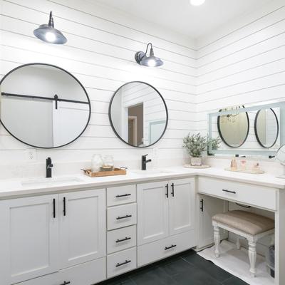 Completed residential bathroom remodel in San Antonio, Texas complete with high end finishes,