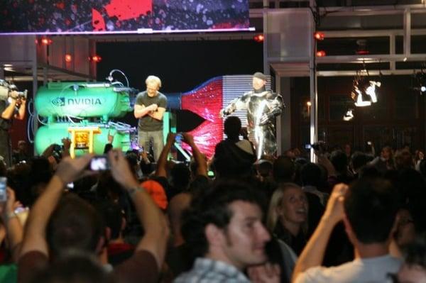 Adam and Jamie at YouTube Live doing the GPU paintball stunt