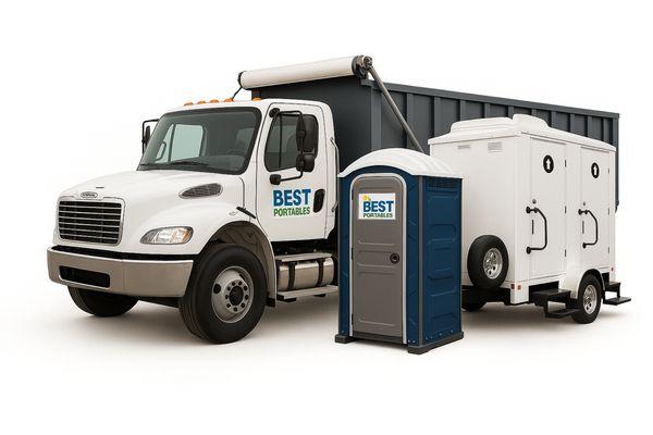 Roll Off Dumpster, Portable Toilet, and Restroom Trailer