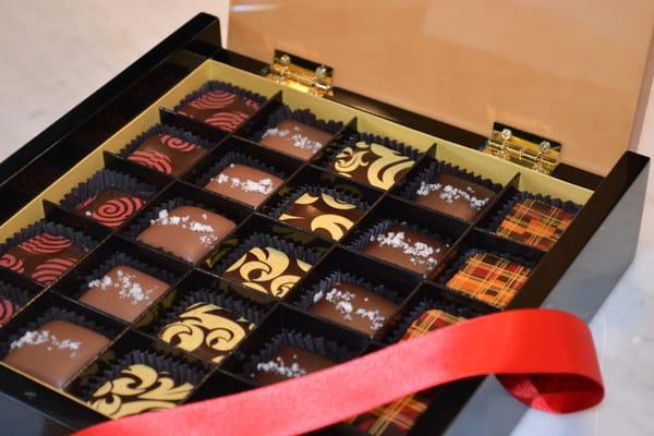 The Man Box. A selection of intensely flavored chocolates in a masculine yet elegant box. How will you show him you love him?