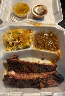 1/2 Rib Plate w/ Mac & Cheese and Baked Beans
