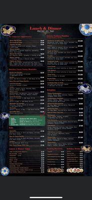 Lunch & Dinner menu.