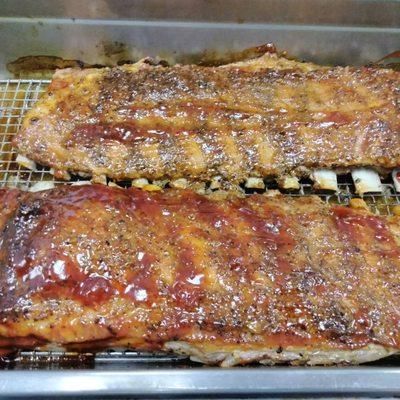 Bar b q baby back ribs.
