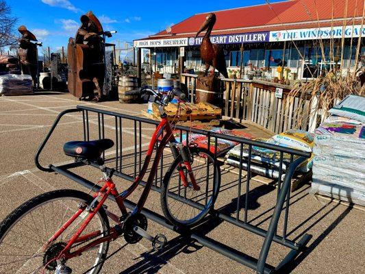 Bike rack outside the garden shop