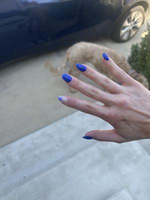 Blue builder gel manicure