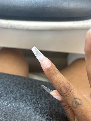 The very little pink powder they had put on but wiped off