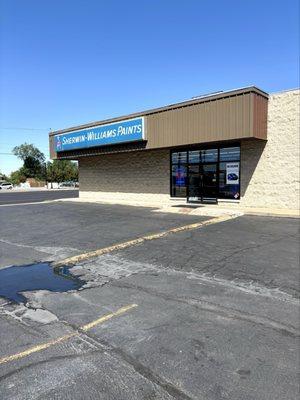 Outside. Good amount of parking