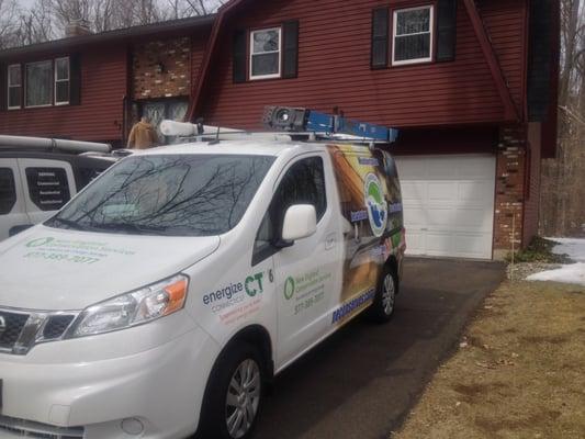 One of the service vans at a home performing the Home Energy Solutions service.