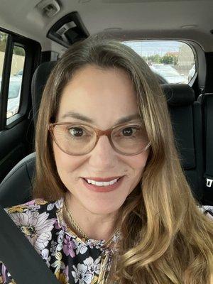 Me, no filter, lightly applied make up. Lipstick is Tres Blasé (I went in for Bombshell).